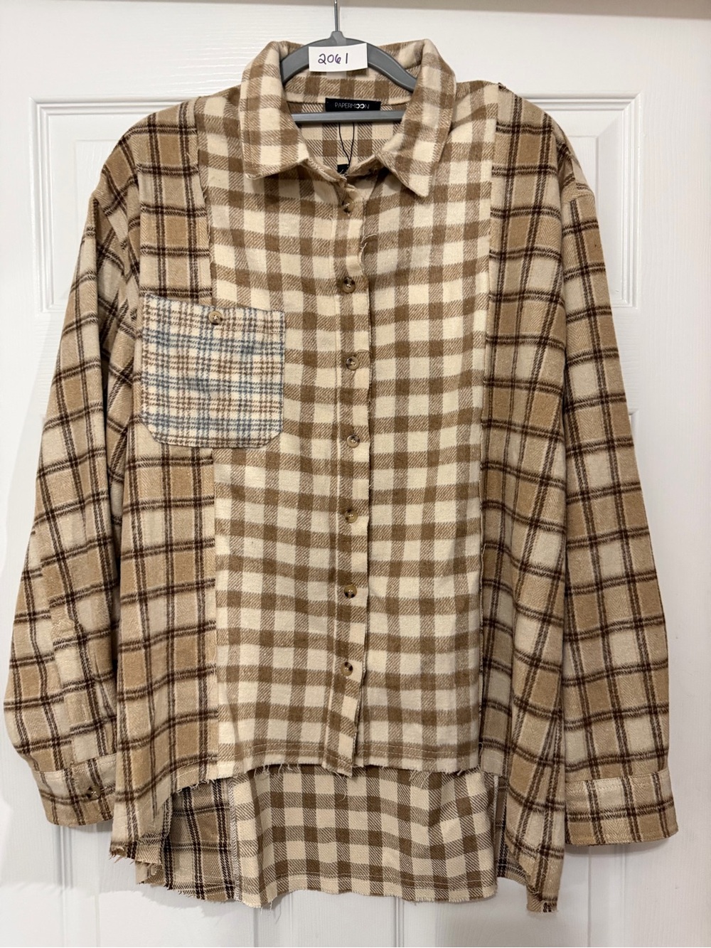 Papermoon Mixed Plaid Button-Up Shacket Medium